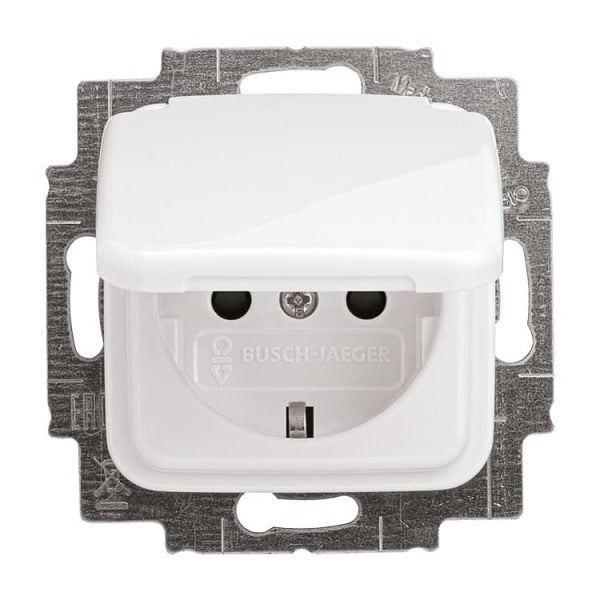 SCHUKO Steckdosen-Einsatz Safety+ mit Klappdeckel alpinweiß - Reflex SI – 2CKA002013A5314