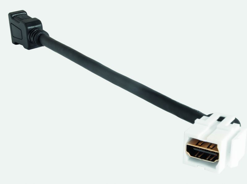 HDMI-Keystone (Buchse/Buchse), mit Kabelpeitsche (20 cm), polarweiß – N170 106 52