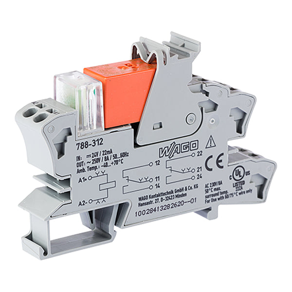 Relaismodul, Eingangsnennspannung DC24V, 2 Wechsler, grau – 788-312