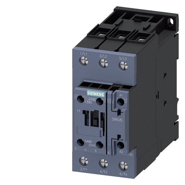 SIEMENS Schütz, AC-3e, 50 A/22 kW/400V, 3-polig, AC 230V/50Hz, 1S+1Ö, Schraubanschluss  – 3RT20361AP00