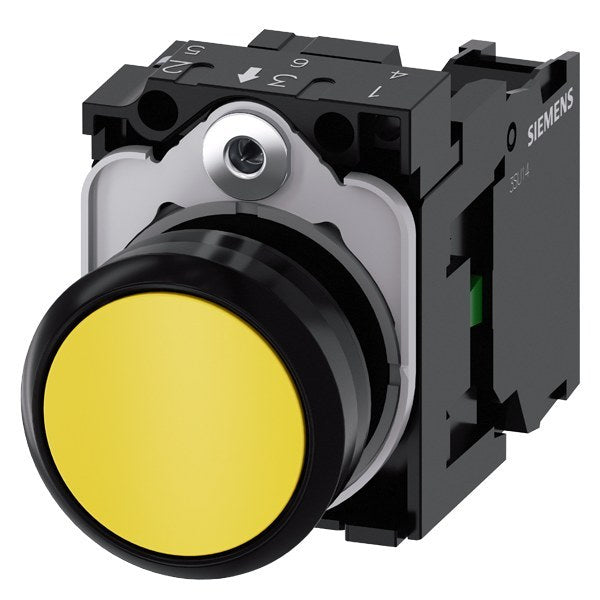 Pushbutton, 22mm, round, plastic, yellow, pushbutton, 1 NO - 3SU11000AB301BA0