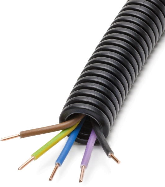 HFT-Panzerflexrohr,Ø20mm,biegs,vorverdr,halogenfr,H07Z1-U5x1,5mm² br,vio,vl,gegn – 100329