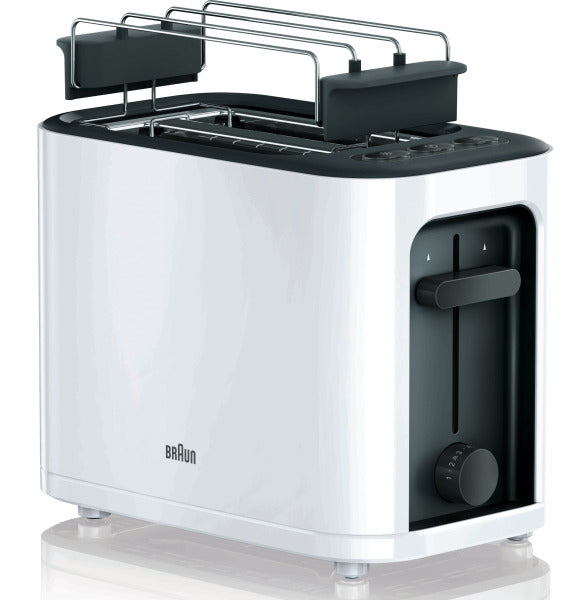 Toaster,1000W,2Schlitz,stufenlos,Auftauf.,Aufsatz,weiss – 0X23010008