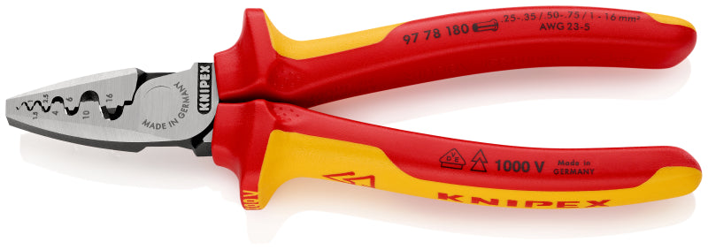 VDE-Crimpzange Aderendhülsen, 2-K, 180 mm, 0,5-16 mm² – 97 78 180