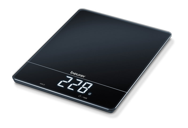Küchenwaage b.15kg 1gTeilung Tara LCD Glas schwarz