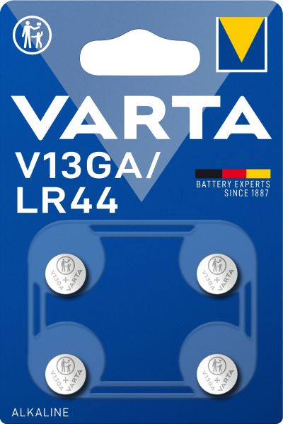 Button Cell Electronics Alkaline V13GA/LR44 1.5V 1BLI=4 pcs