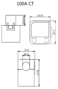 100A Clamp-on Current Transformer 50Hz 16 x 16 mm / 44 x 31 mm – SECT-SPL-100A-A