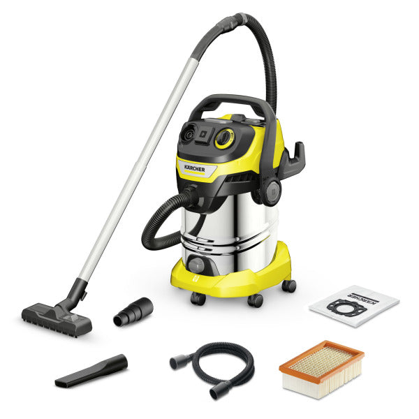 Wet and Dry Vacuum Cleaner 1300W 2.2m 30L Stainless Steel Container 6m Yellow – 1.628-360