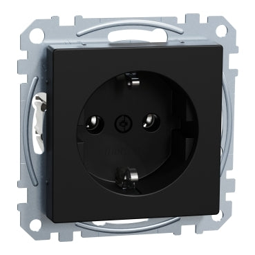 SCHUKO socket outlet, push-in terminals, matt black, System M – MEG2301-0403
