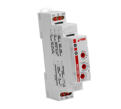 RELTECH Multifunktions-Zeitrelais, 10 Funktionen 1 Wechsler potenzialfrei 16A/250V AC  – 001000072993