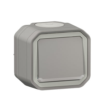 LEGRAND FR AP Taster beleuchtet 10 A, Steckklemm en (SL), IP 55, IK 08, Grau  – 069722L