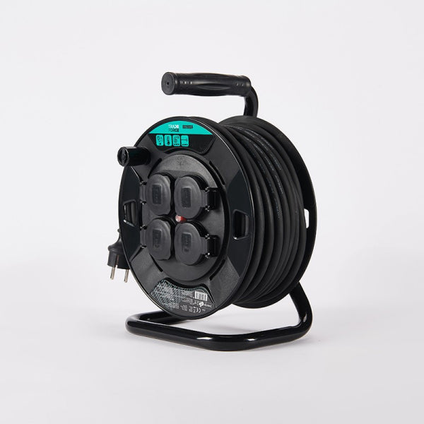 4-Way Cable Reel 40 m Black with Thermal Cutout IP44 – 0001910005