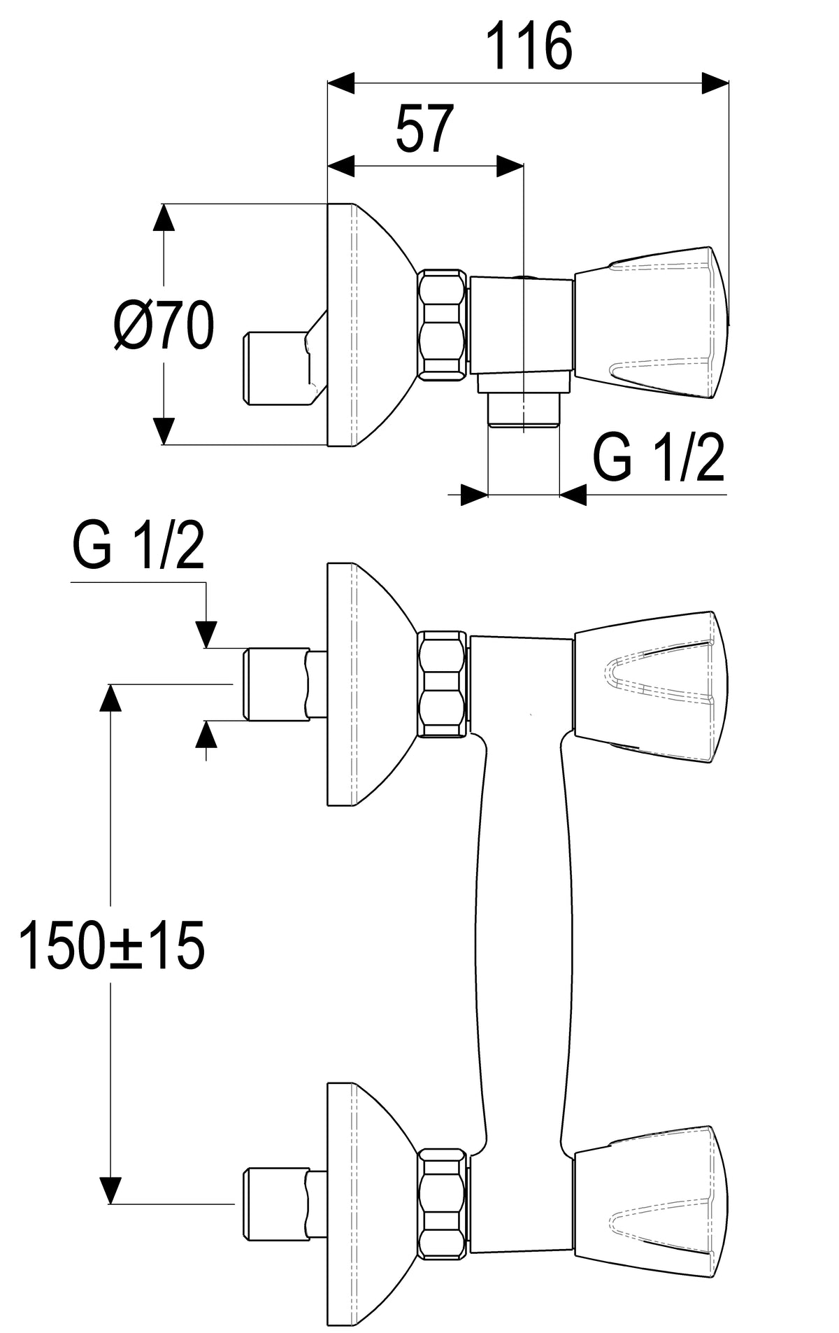 Alva Sana 1.0 Brausearmatur 2-Griff Chrom - AQARSABT.1