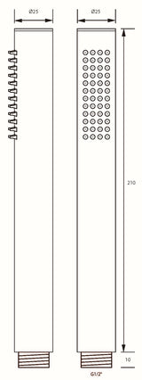 Alva Varia Stabhandbrause 1-fach rund, mit Antikalk, Messing, Schwarz M. - AQARVASHB1.3S