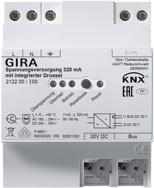 GIRA Spannungsversorgung 320 mA Drossel KNX R EG   – 212200