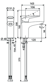 Alva Waschtisch-Armatur, HD-M - Hochdruck Mischwasser, ThermoProtect-Kartusche, Einhebel-Einlocharmatur, 2x G 3/8 IG, Bügelhebel, chrom - AQBFFOWT2