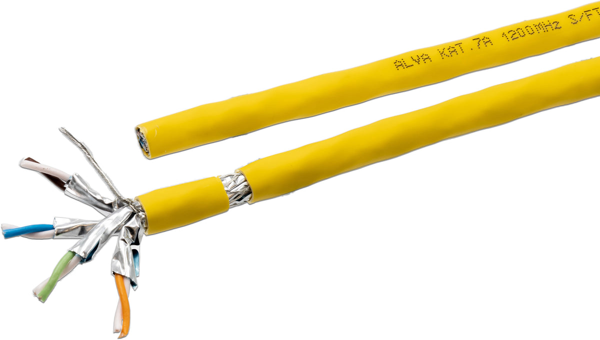 Alva KAT.7A Datenkabel Simplex S/FTP, 1200MHz, LSOH3, Cca, Farbe: gelb - DK-KAT7A-1200-SFTP-S-GE>TR500<
