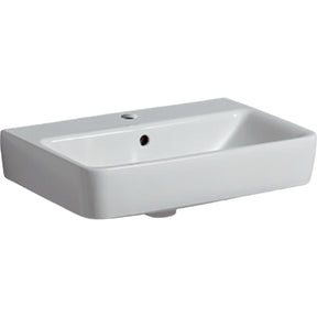 Alva Prima Waschtisch 55x37cm eckig, geringe Auslad., m. Hahnloch,Weiß - AQKEPRWT55GA