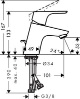 Alva Tica Waschtischarmatur Mini mit Push-Open Ablaufgarnitur, Chrom - AQARTIWTM1