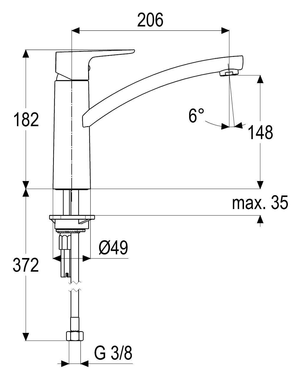 Alva Juna Spültischarmatur H:18,2cm schwenkbarer Rohrauslauf, Chrom - AQARJUSPT14