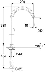 Alva Juna Spültischarmatur H:33,8cm schwenkbarer Rohrauslauf, Chrom - AQARJUSPT19