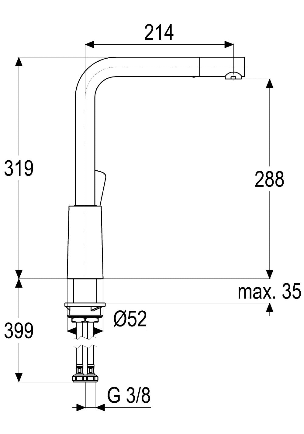 Alva Juna Spültischarmatur H:31,9cm schwenkbarer Auslauf, Chrom - AQARJUSPT20
