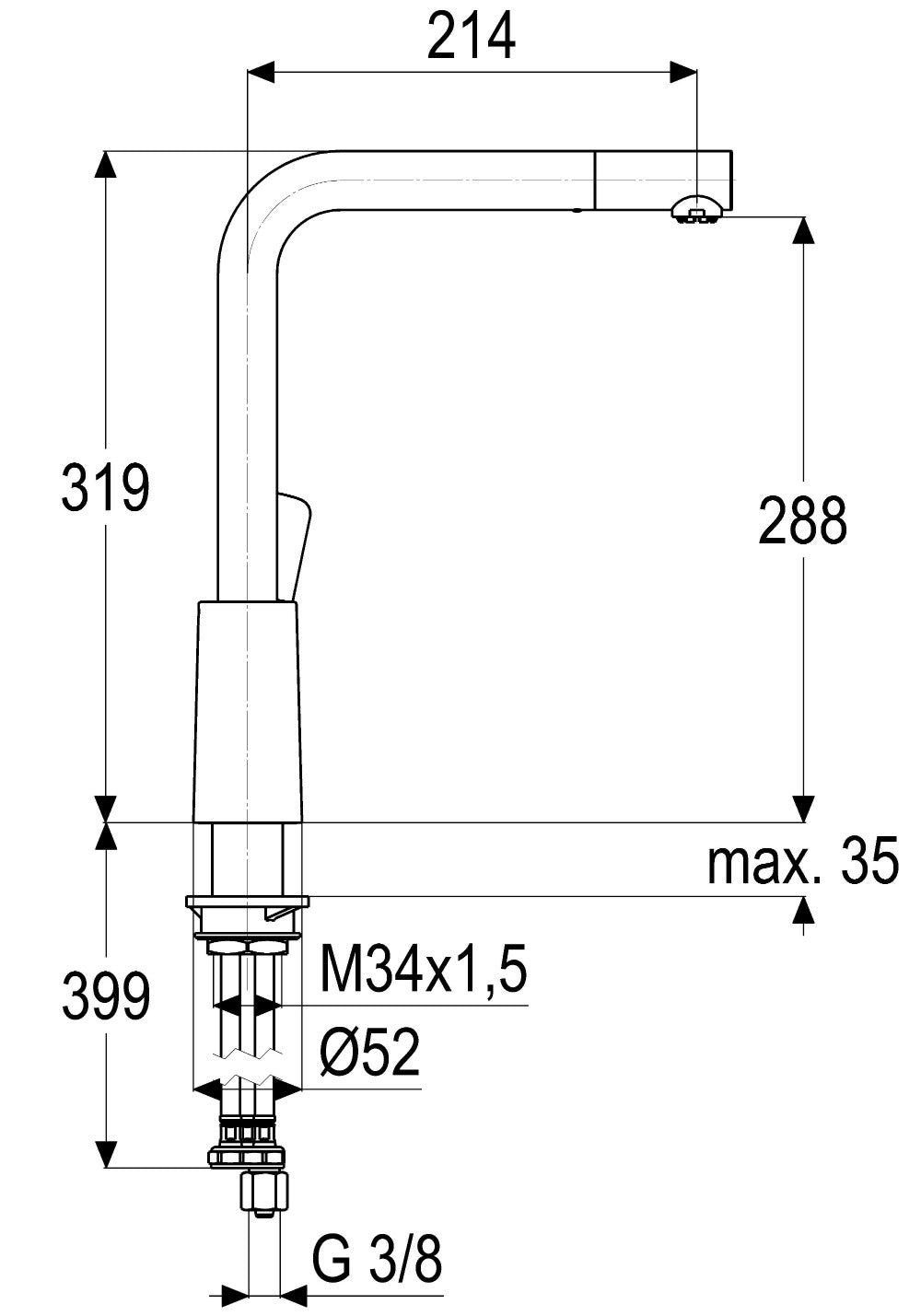 Alva Juna Spültischarmatur H:31,9cm schwenkbarer Auslauf, Niederdruck, Chrom - AQARJUSPT20ND