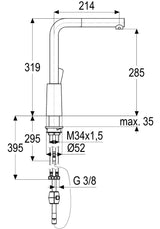 Alva Juna Spültischarm. H:31,9cm schwen. Auslauf, herausziehbar, Chrom - AQARJUSPT21