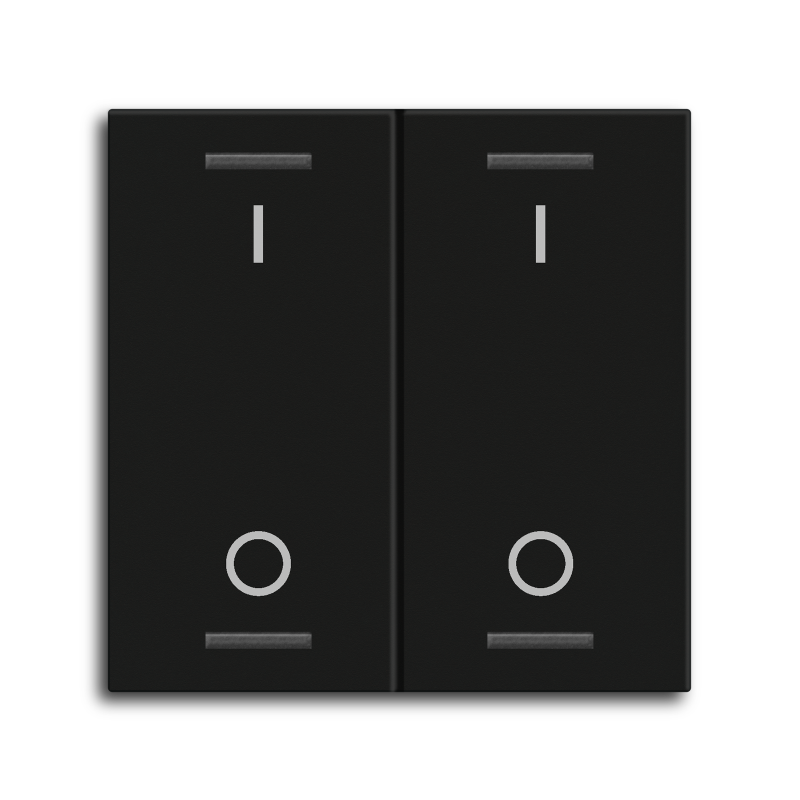 MDT Wippe für KNX Taster Light 55 2-fach, Schwarz matt, Schalten  – BE-TAL55W206.B1