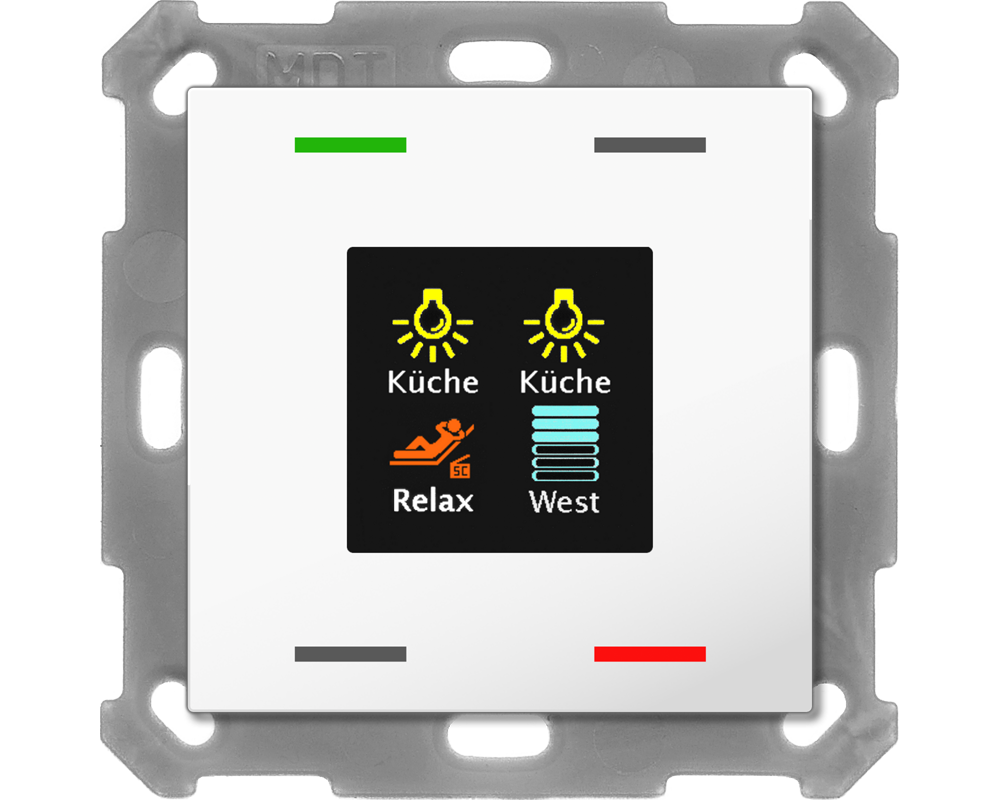 MDT KNX 55 x 55 mm Taster Light 4fach mit Farbdisplay reinweiß glänzend   – BE-TAS5504.01
