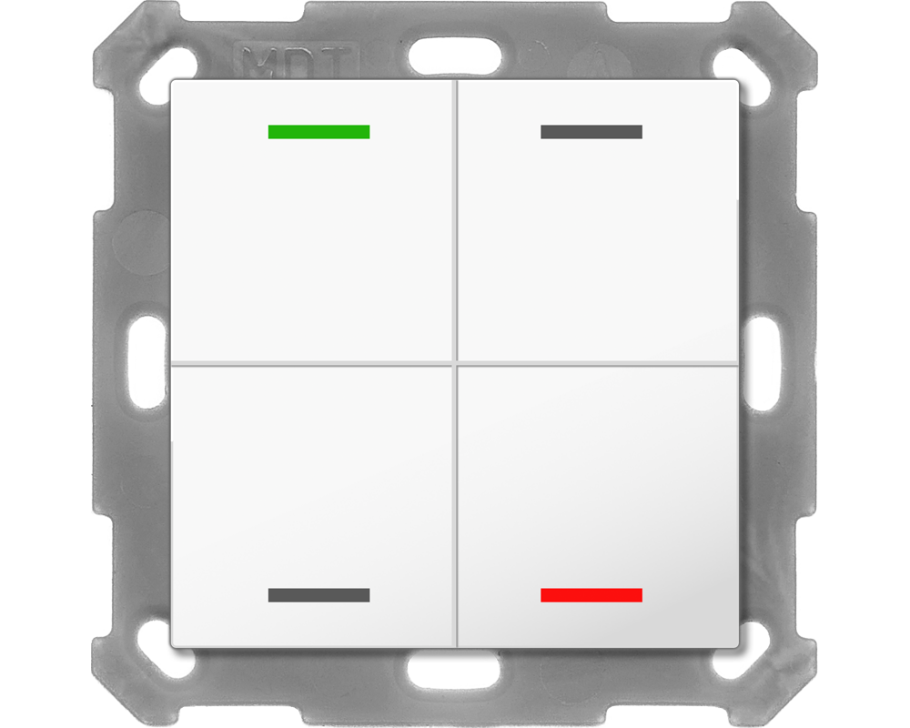 MDT KNX 55 x 55 mm Taster Light 4fach neutral reinweiß glänzend   – BE-TAL5504.01