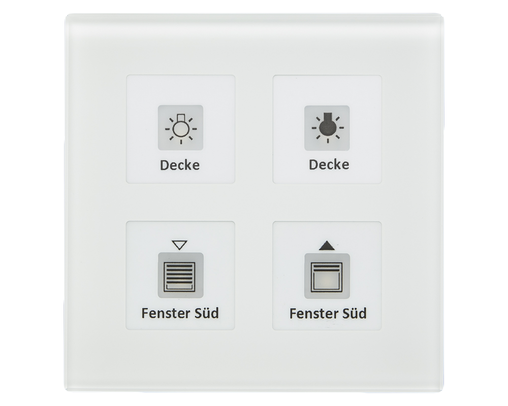MDT KNX Glastaster 4fach Plus mit Tempsensor weiß inkl. Beschriftungsf   – BE-GTT4W.01