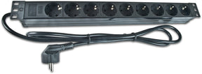 Alva 19 Zoll Steckdosenleiste 9x Schuko ohne Schalter - 19Z-SDL9