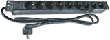 Alva 19 Zoll Steckdosenleiste 9x Schuko ohne Schalter - 19Z-SDL9