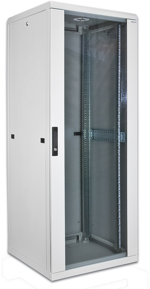 Alva 19 Zoll Standschrank 42HE Profi-Qualität Glastür, 800x800x2033 mm, grau - 19Z-SS42-80.80PRO
