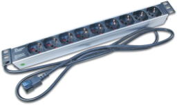Alva 19 Zoll Steckdosenleiste 9x Schuko USV-Version mit Kaltger„te-Zuleitung - 19Z-USVSDL9