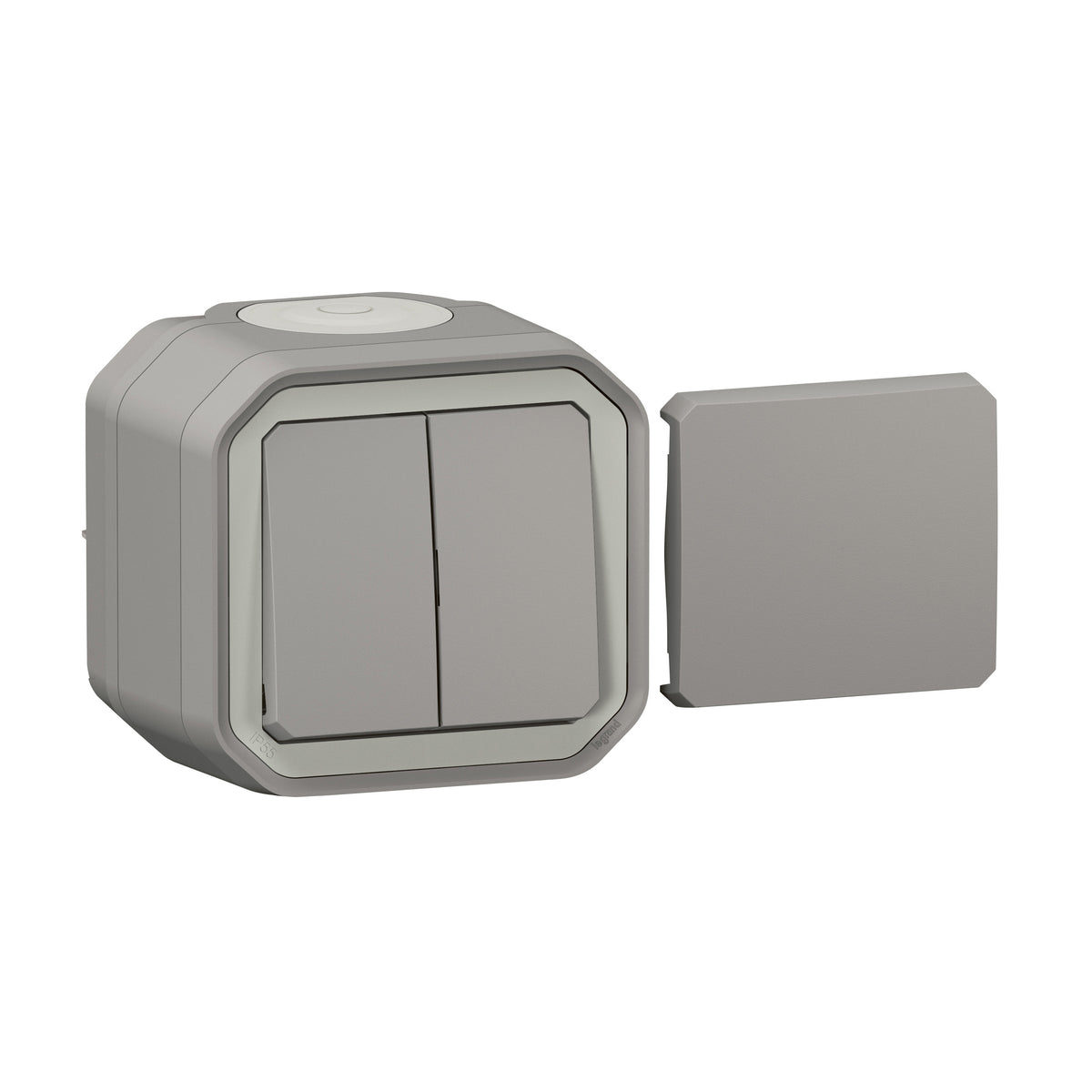 LEGRAND FR AP Multifunktionsschalter 10 AX, grau (1Produkt=5Funktionen)Taster10A,Steckkl.  – 069719L
