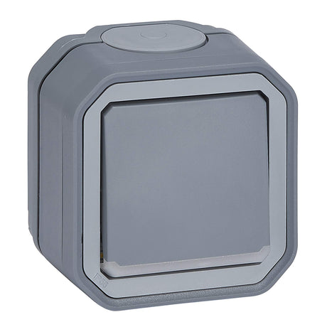 LEGRAND FR AP 2poliger Schalter Kontroll 10 AX, Steckklemmen, IP55, IK08, Grau  – 069726L