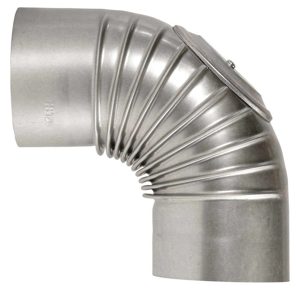 Alva Abgasknie mit Putztür 0,6 mm d 130 mm, 90, mit Putztür - ALVKPT130.90