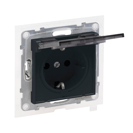 LEGRAND SEANO Schuko-Steckdose, SL, erhöhter Ber ührungsschutz, Klappdeckel IP44, AN  – 765424
