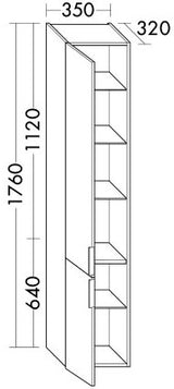 Alva Era Hochschrank mit 2 Türen rechts, 35x176x32cm, Eiche Urban - AQBMERHSREU