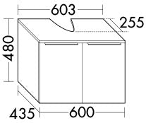 Alva Era Universal-Unterschrank oh. WT 60,3x48x43,5cm,2 Türen, Eiche Urban - AQBMERUUSEU