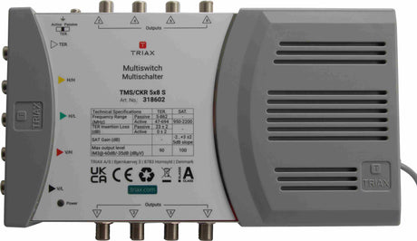 TRIAX Einzel-Multischalter 5 Ein-/8 Ausgänge mit Netzteil  – 318602