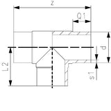Alva PE100 T-Stück langschenkelig SDR11 125mm - PEL1011T125