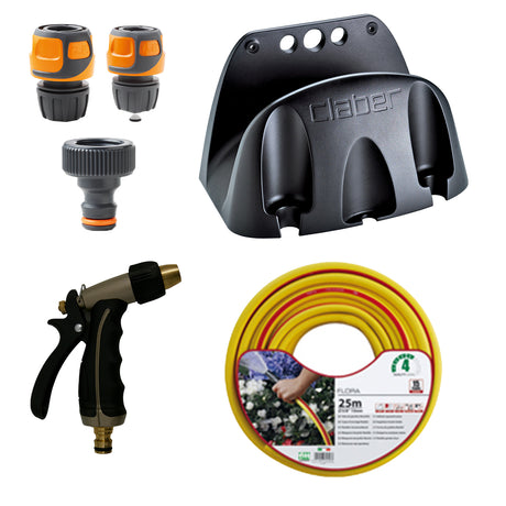 Alva Wandschlauchhalter Kit Schlauch25m+Anschl.,Wandh.,Gartenspritze - ACWSCHKIT