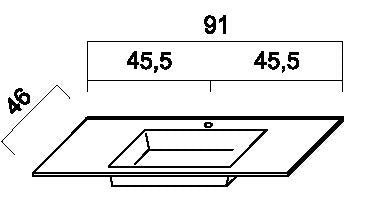 Alva Una Keramik-WT 91x46cm, Weiß, für US4+5 - AQWTK4.1