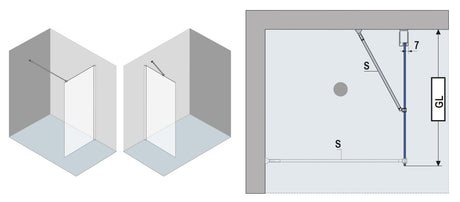 Alva Viva 1.0 Freistehende Seitenw. 87,8-90,3/200cm, Silber Matt, ESG - AQDUVIFSW90M1