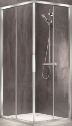ALVA Dura Eckeinstiegshälfte links 117,2-120,2/195cm, Silber Matt, Glas ESG - AQDUDUEH120LM