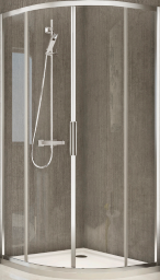 ALVA Dura Runddusche m. Schiebet. 2-tlg. 87,5-90,3/195cm,R55,Silber Matt, Gl. ESG - AQDUDURS90M