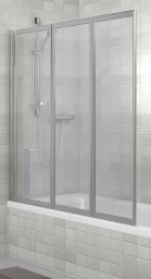 ALVA Varia Wannenwand 3-teilig 140x140 cm, Silber Matt, Kunststoffglas - AQDUVA10MK